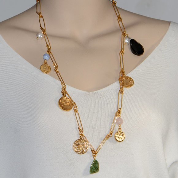 Oscar de la Renta Safety-pin Charm Necklace